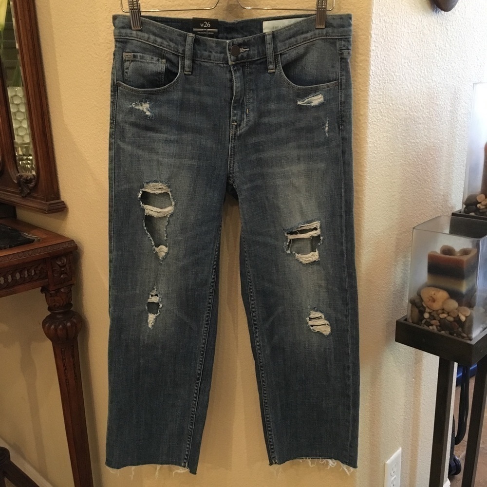 NWT~TREASURE & BOND Women Ripped Mid-Rise Baggy Crop Jeans Size 26 - Picture 3 of 8